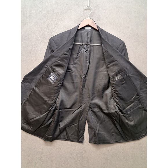 Vintage Burberry Men's Wool Sport Coat Blazer Charcoal Gray Windowpane Size 42S - Picture 7 of 9